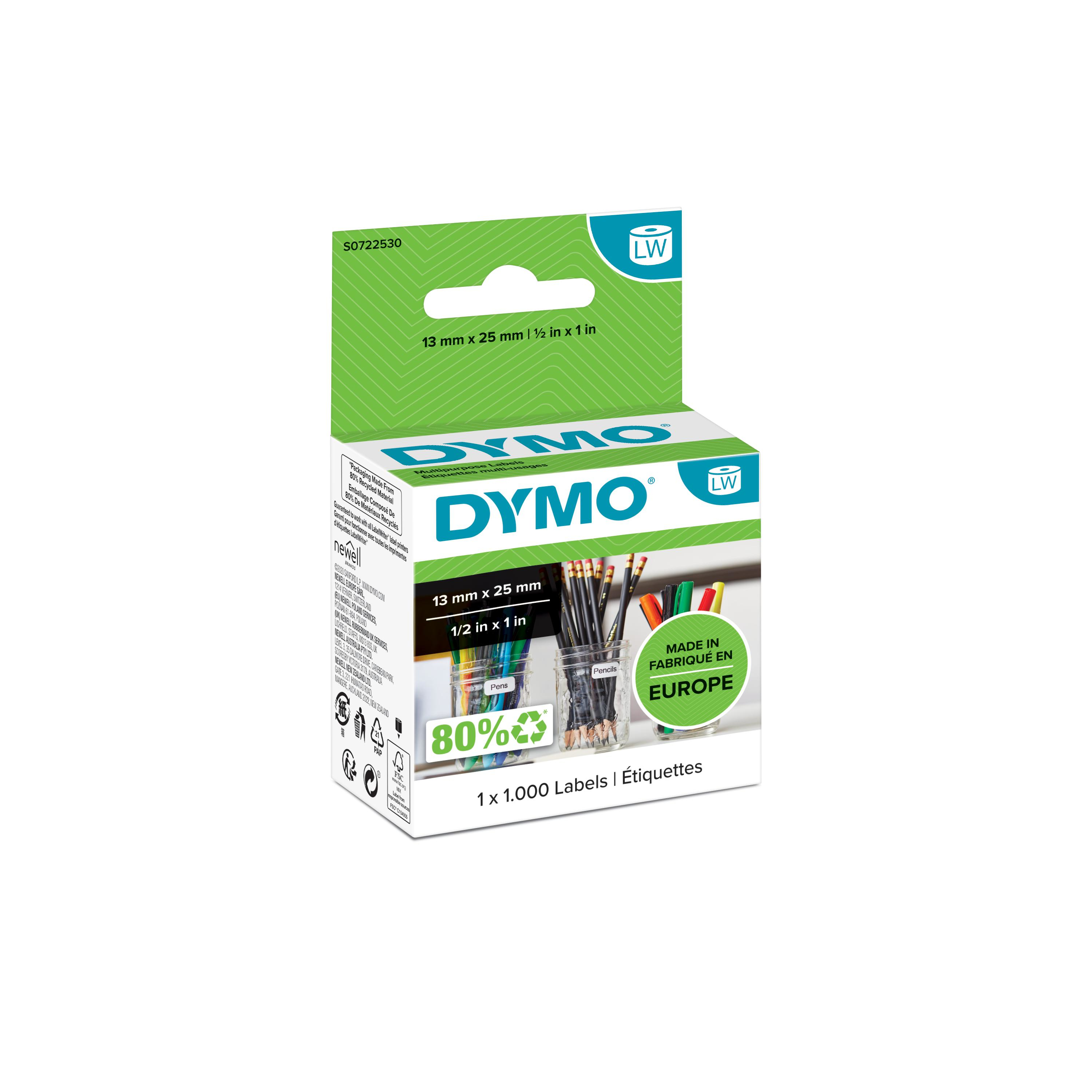 DYMO S0722530 LabelWriter Multi-Purpose Labels, 1 Roll of 1000 13 x 25 mm